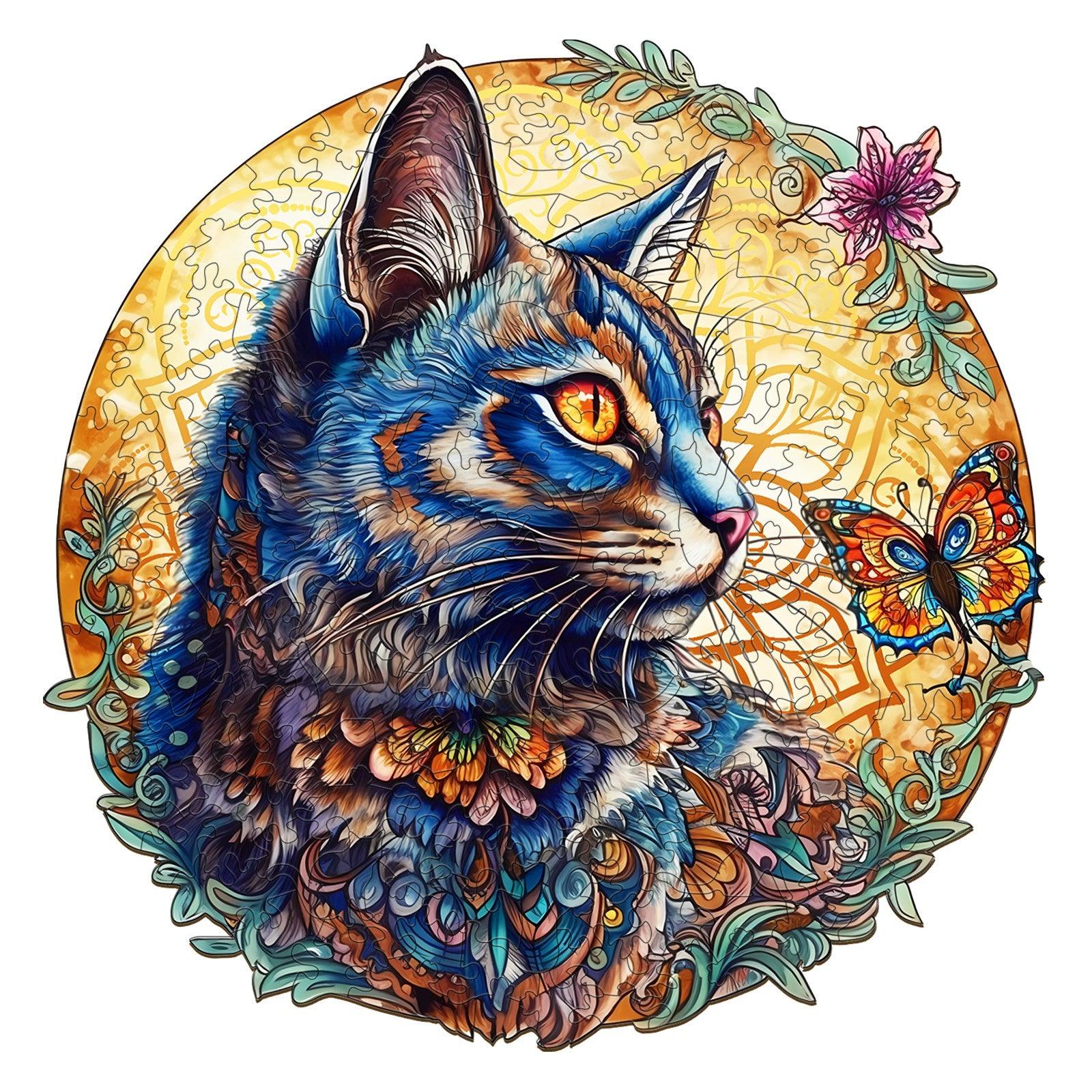 Cat and Butterfly Wooden Jigsaw Puzzle